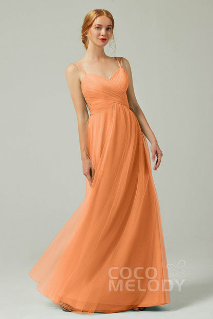 A-Line Floor Length Tulle Bridesmaid Dress CB0325