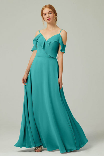 A-Line Floor Length Chiffon Bridesmaid Dress CB0326