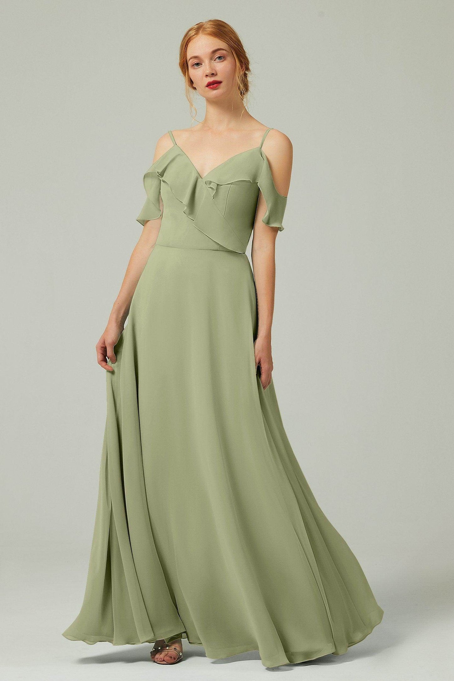 A-Line Floor Length Chiffon Bridesmaid Dress CB0326