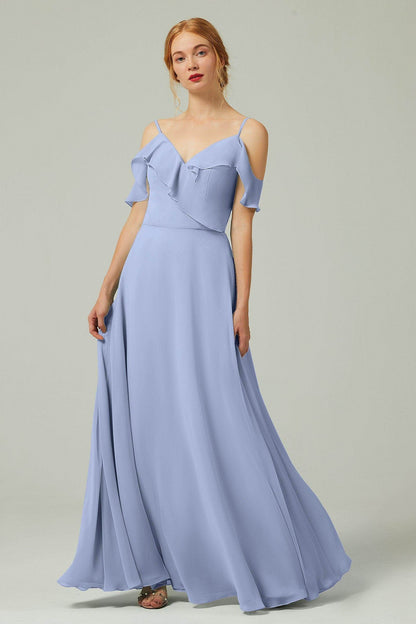 A-Line Floor Length Chiffon Bridesmaid Dress CB0326