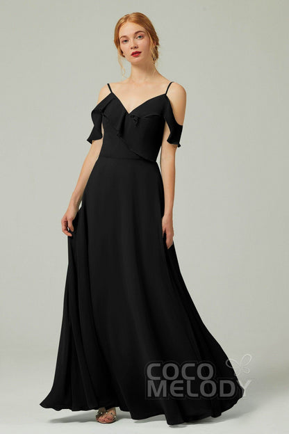 A-Line Floor Length Chiffon Bridesmaid Dress CB0326