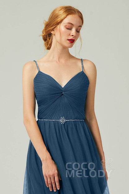 A-Line Floor Length Tulle Bridesmaid Dress CB0327