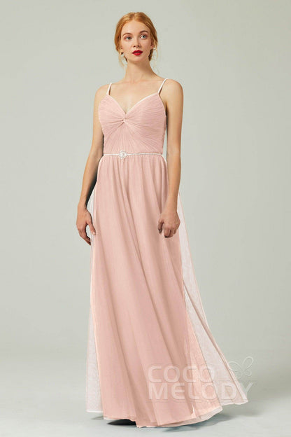 A-Line Floor Length Tulle Bridesmaid Dress CB0327