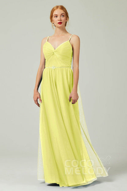A-Line Floor Length Tulle Bridesmaid Dress CB0327