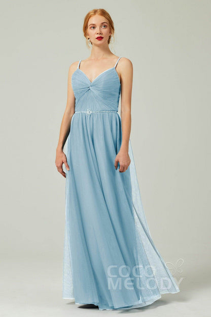 A-Line Floor Length Tulle Bridesmaid Dress CB0327