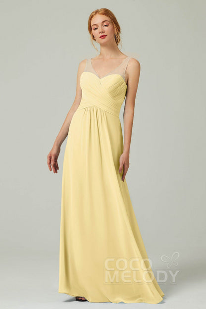 A-Line Floor Length Chiffon Bridesmaid Dress CB0331