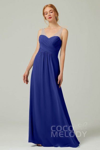A-Line Floor Length Chiffon Bridesmaid Dress CB0331