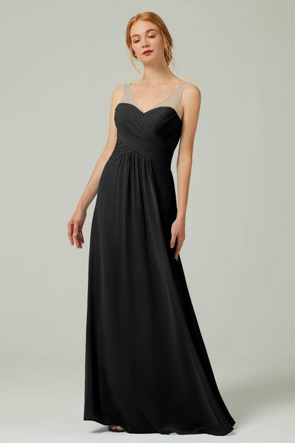A-Line Floor Length Chiffon Bridesmaid Dress CB0331