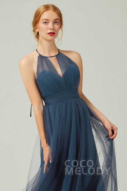 A-Line Floor Length Tulle Bridesmaid Dress CB0334