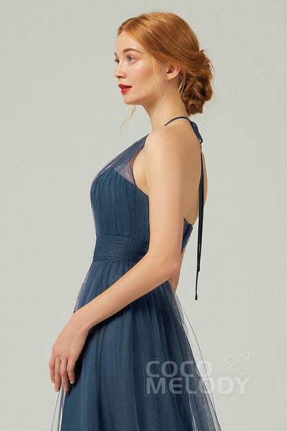 A-Line Floor Length Tulle Bridesmaid Dress CB0334