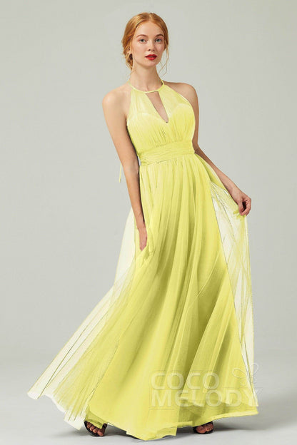 A-Line Floor Length Tulle Bridesmaid Dress CB0334