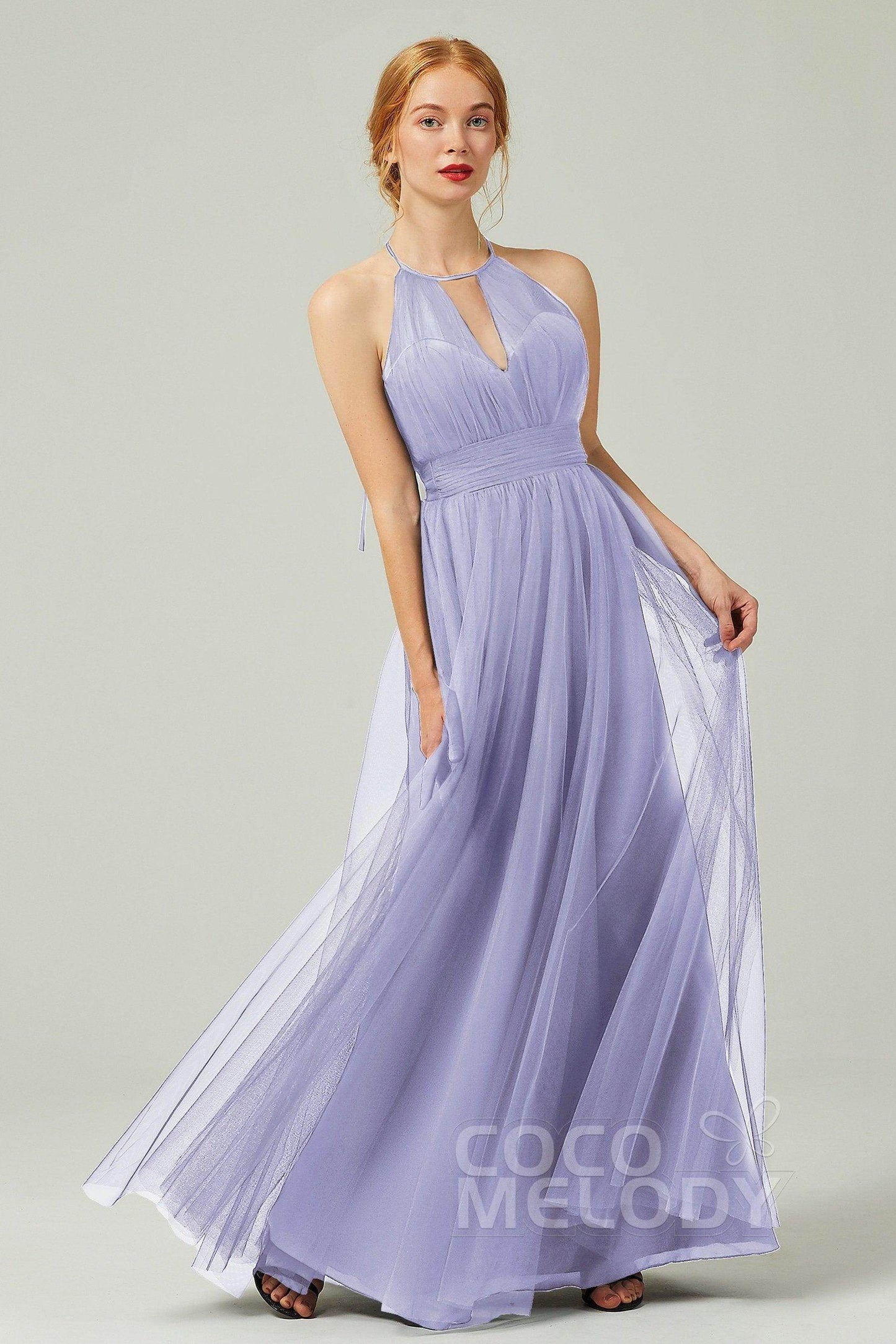 A-Line Floor Length Tulle Bridesmaid Dress CB0334
