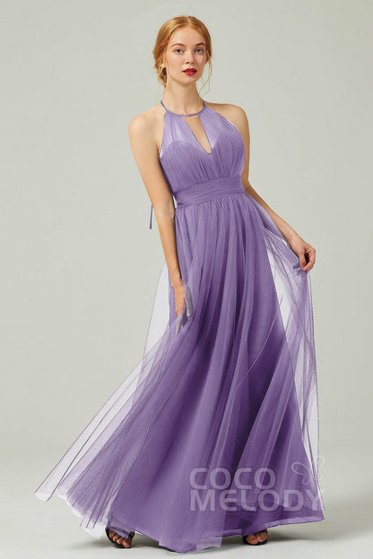 A-Line Floor Length Tulle Bridesmaid Dress CB0334