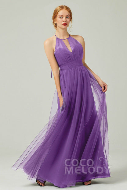 A-Line Floor Length Tulle Bridesmaid Dress CB0334