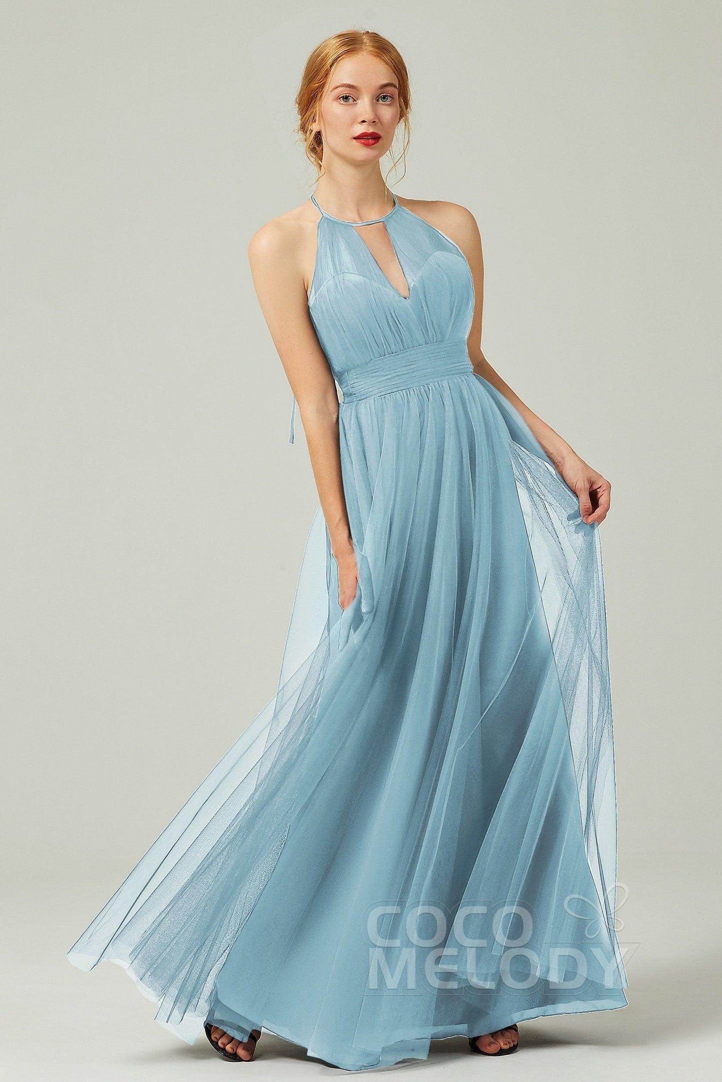 A-Line Floor Length Tulle Bridesmaid Dress CB0334
