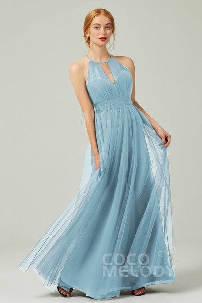 A-Line Floor Length Tulle Bridesmaid Dress CB0334PS