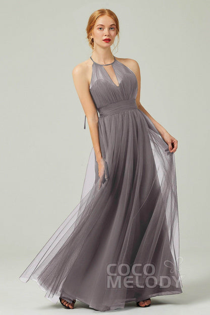 A-Line Floor Length Tulle Bridesmaid Dress CB0334PS