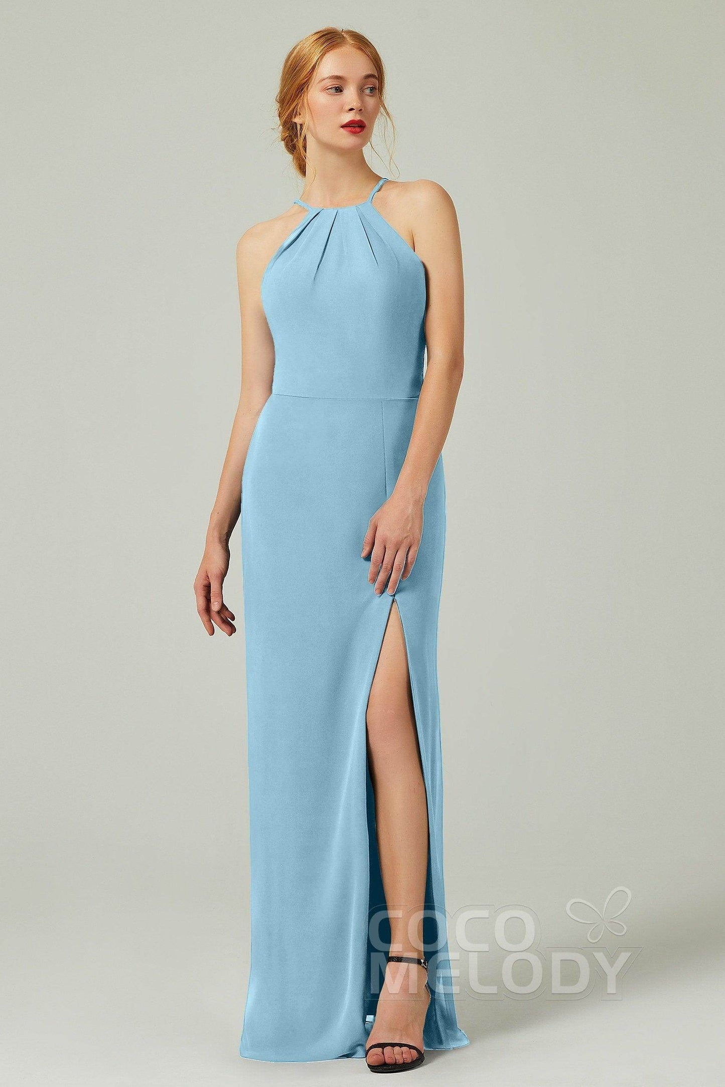 Sheath-Column Floor Length Chiffon Bridesmaid Dress Formal Dresses CB0337