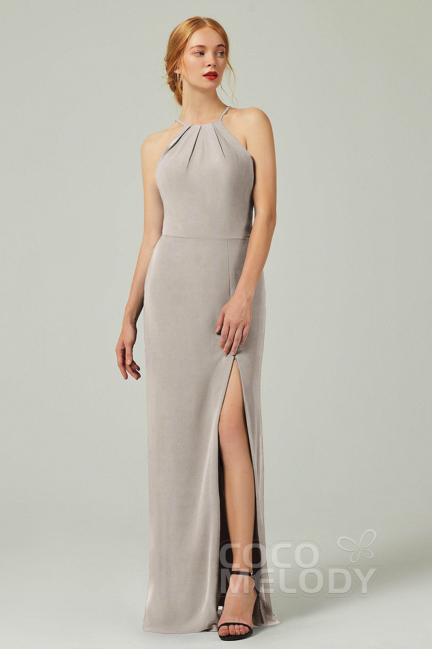 Sheath-Column Floor Length Chiffon Bridesmaid Dress Formal Dresses CB0337