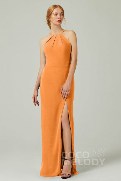 Sheath-Column Floor Length Chiffon Bridesmaid Dress Formal Dresses CB0337