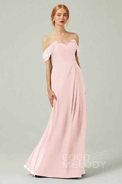 Sheath-Column Floor Length Chiffon Bridesmaid Dress Formal Dresses CB0338