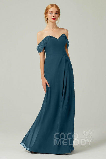 Sheath-Column Floor Length Chiffon Bridesmaid Dress Formal Dresses CB0338