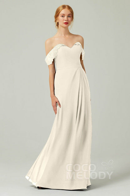 Sheath-Column Floor Length Chiffon Bridesmaid Dress Formal Dresses CB0338