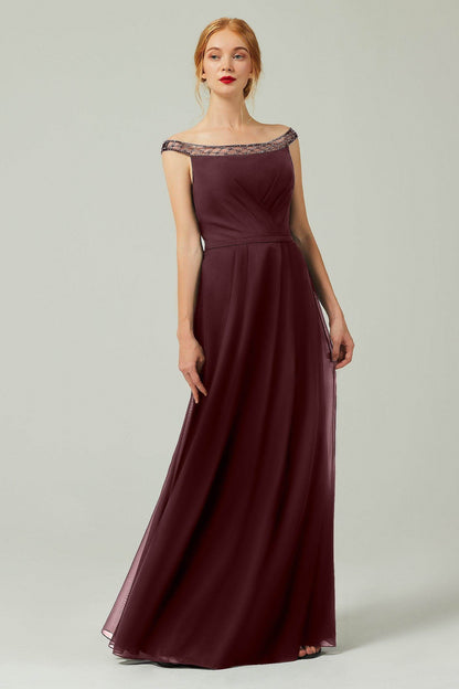 A-Line Floor Length Chiffon Bridesmaid Dress Formal Dresses CB0339