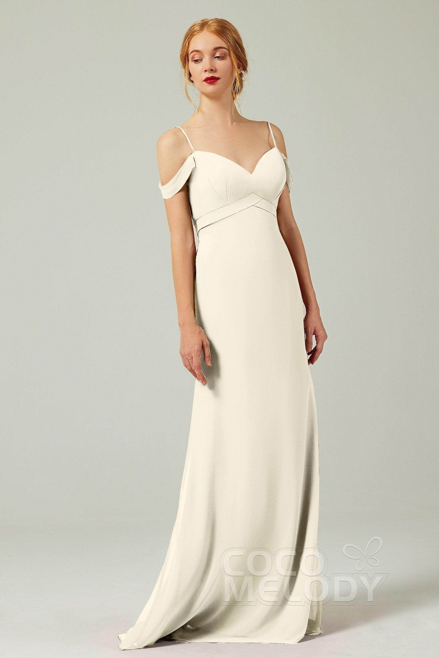 Sheath-Column Floor Length Chiffon Bridesmaid Dress Formal Dresses CB0343