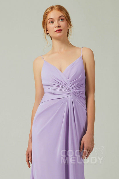 Sheath-Column Floor Length Chiffon Bridesmaid Dress CB0350