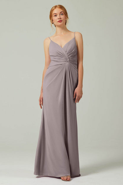 Sheath-Column Floor Length Chiffon Bridesmaid Dress CB0350