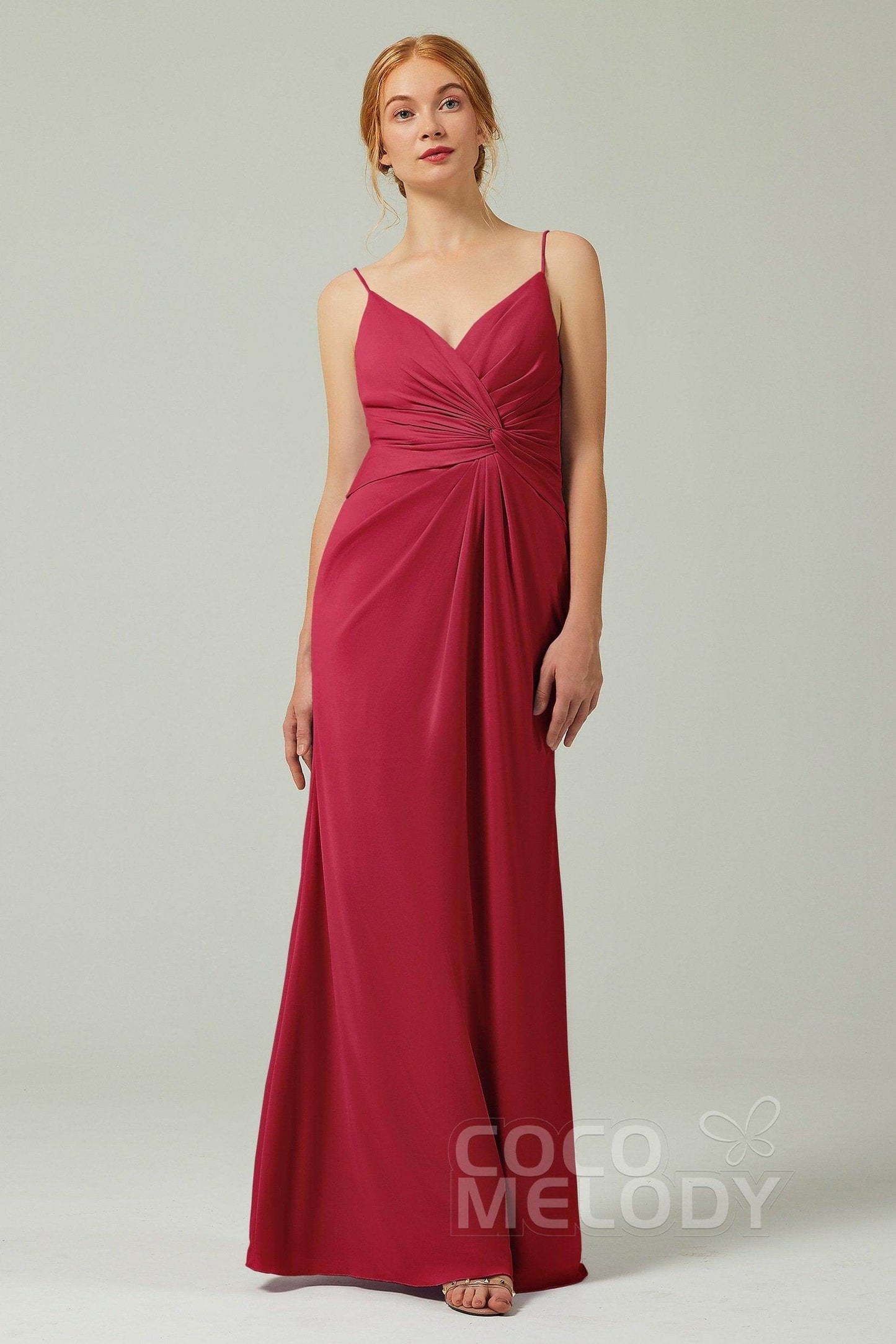 Sheath-Column Floor Length Chiffon Bridesmaid Dress CB0350