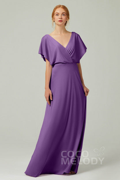 A-Line Floor Length Chiffon Bridesmaid Dress CB0351