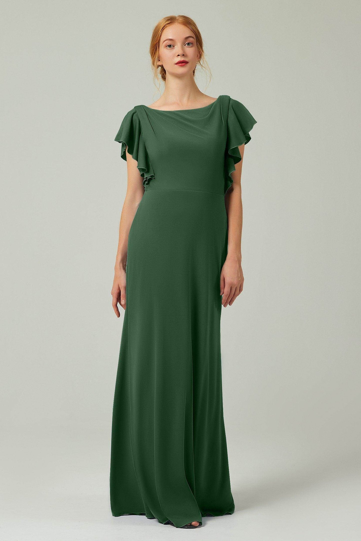 Sheath-Column Floor Length Chiffon Bridesmaid Dress Formal Dresses CB0357