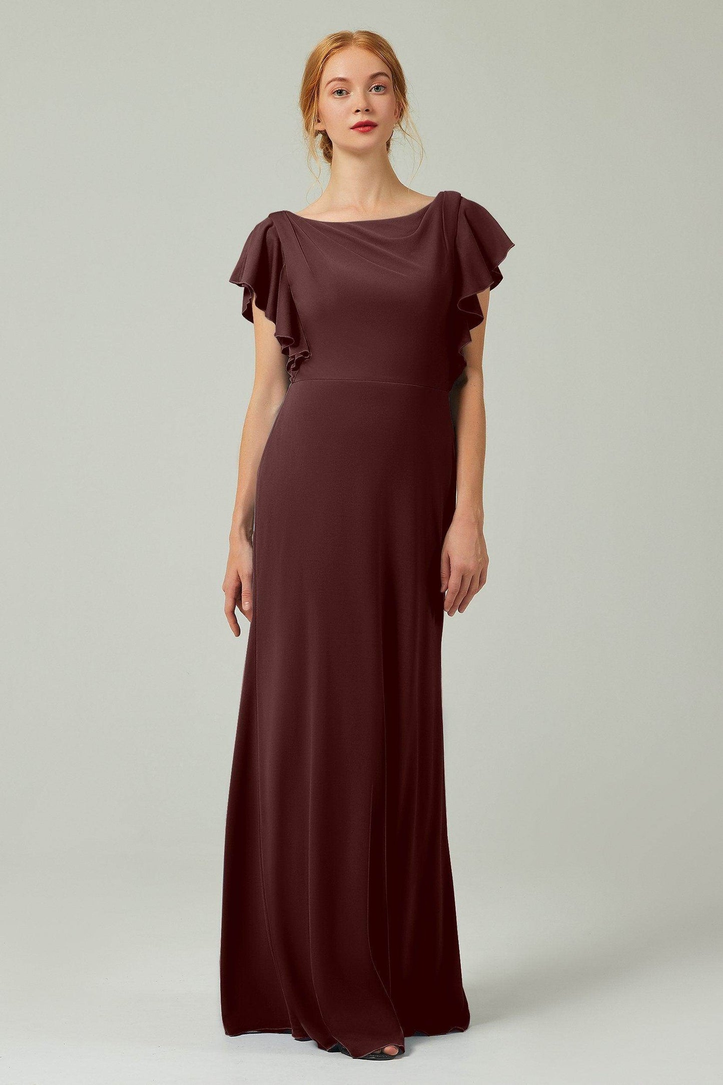 Sheath-Column Floor Length Chiffon Bridesmaid Dress Formal Dresses CB0357