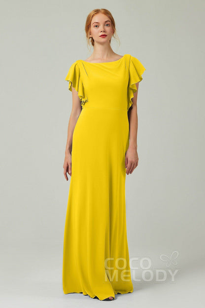Sheath-Column Floor Length Chiffon Bridesmaid Dress Formal Dresses CB0357