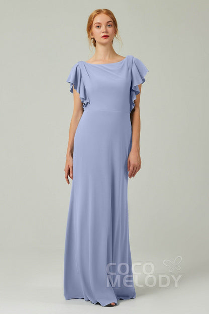 Sheath-Column Floor Length Chiffon Bridesmaid Dress Formal Dresses CB0357