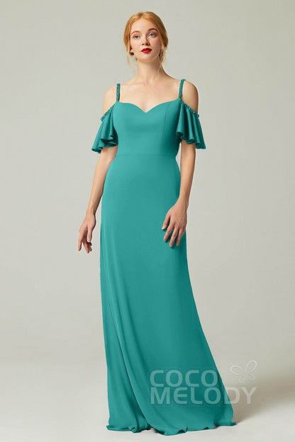 Sheath-Column Sweep Train Chiffon Bridesmaid Dress Formal Dresses CB0359