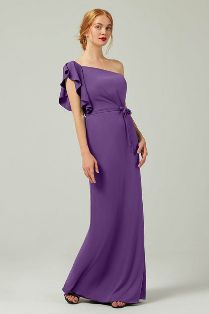 Sheath-Column Floor Length Chiffon Bridesmaid Dress Formal Dresses CB0361