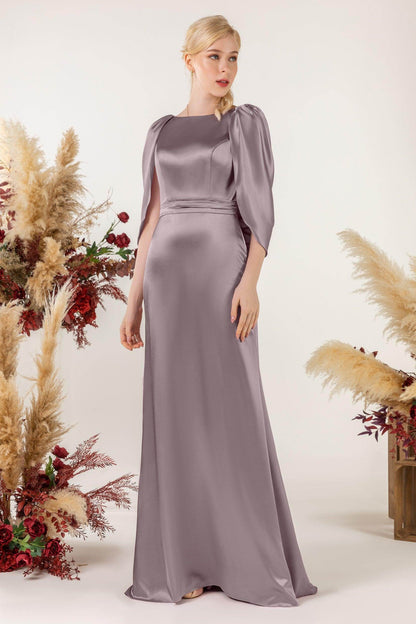 Sheath Sweep Luxe Satin Bridesmaid Dress Formal Dresses CB0513