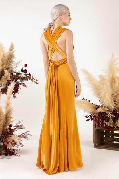 Trumpet Sweep-Brush Train Velvet Bridesmaid Dress CB0515