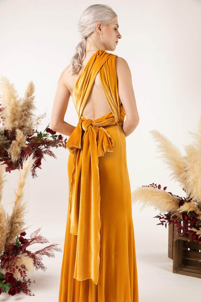 Trumpet Sweep-Brush Train Velvet Bridesmaid Dress CB0515