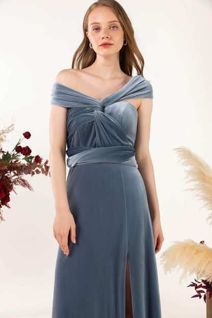 Sheath-Column Floor Length Velvet Bridesmaid Dress Formal Dresses CB0529