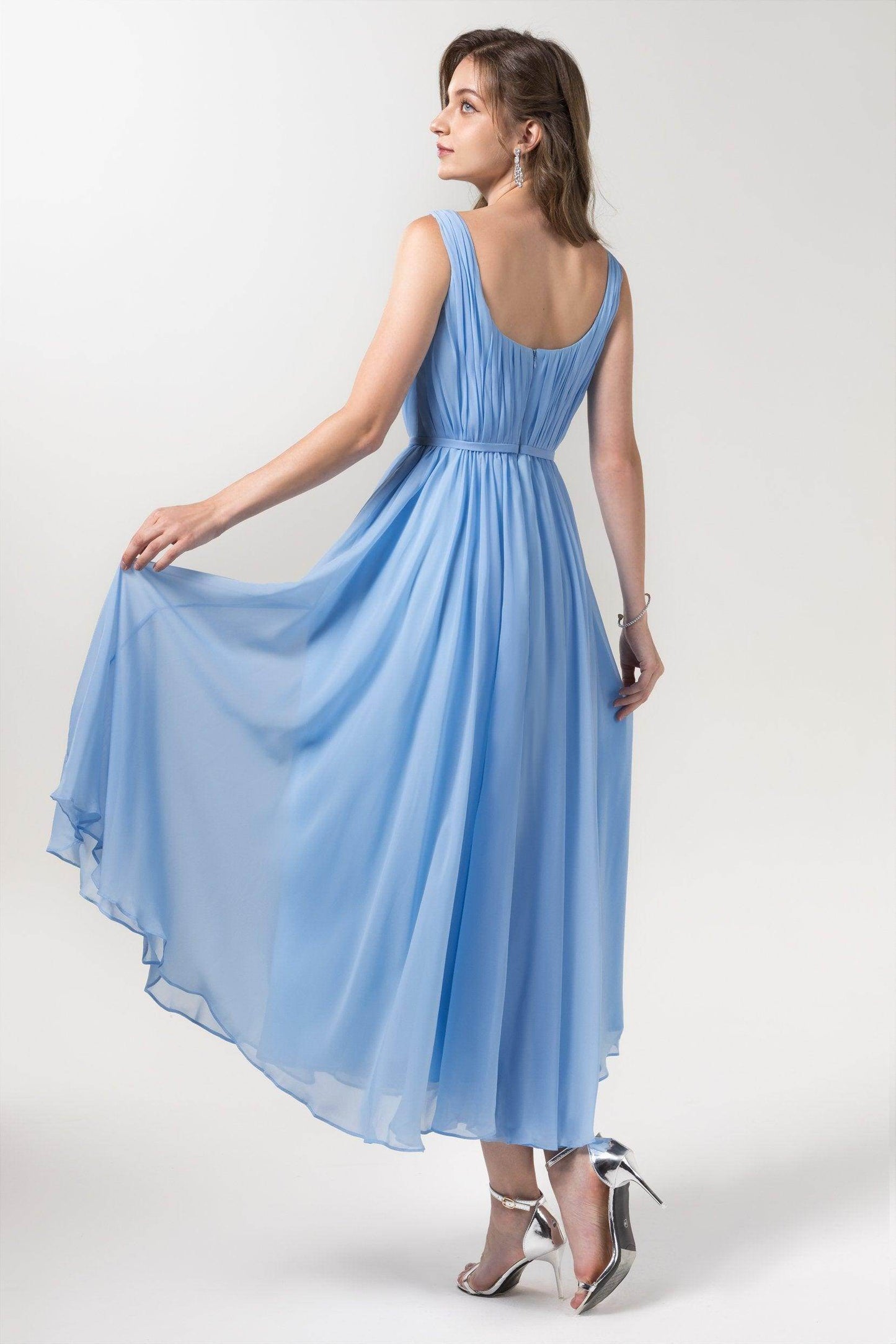 A-Line Tea Length Chiffon Bridesmaid Dress CB0555PS