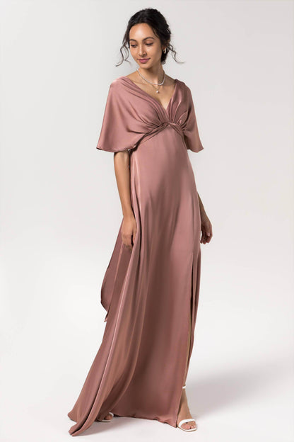 Sheath Floor Length Luxe Satin Bridesmaid Dress Formal Dresses CB0584