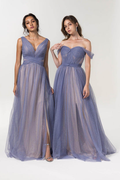 A-Line Floor Length Sparkling Tulle Bridesmaid Dress Formal Dresses CB0608PS