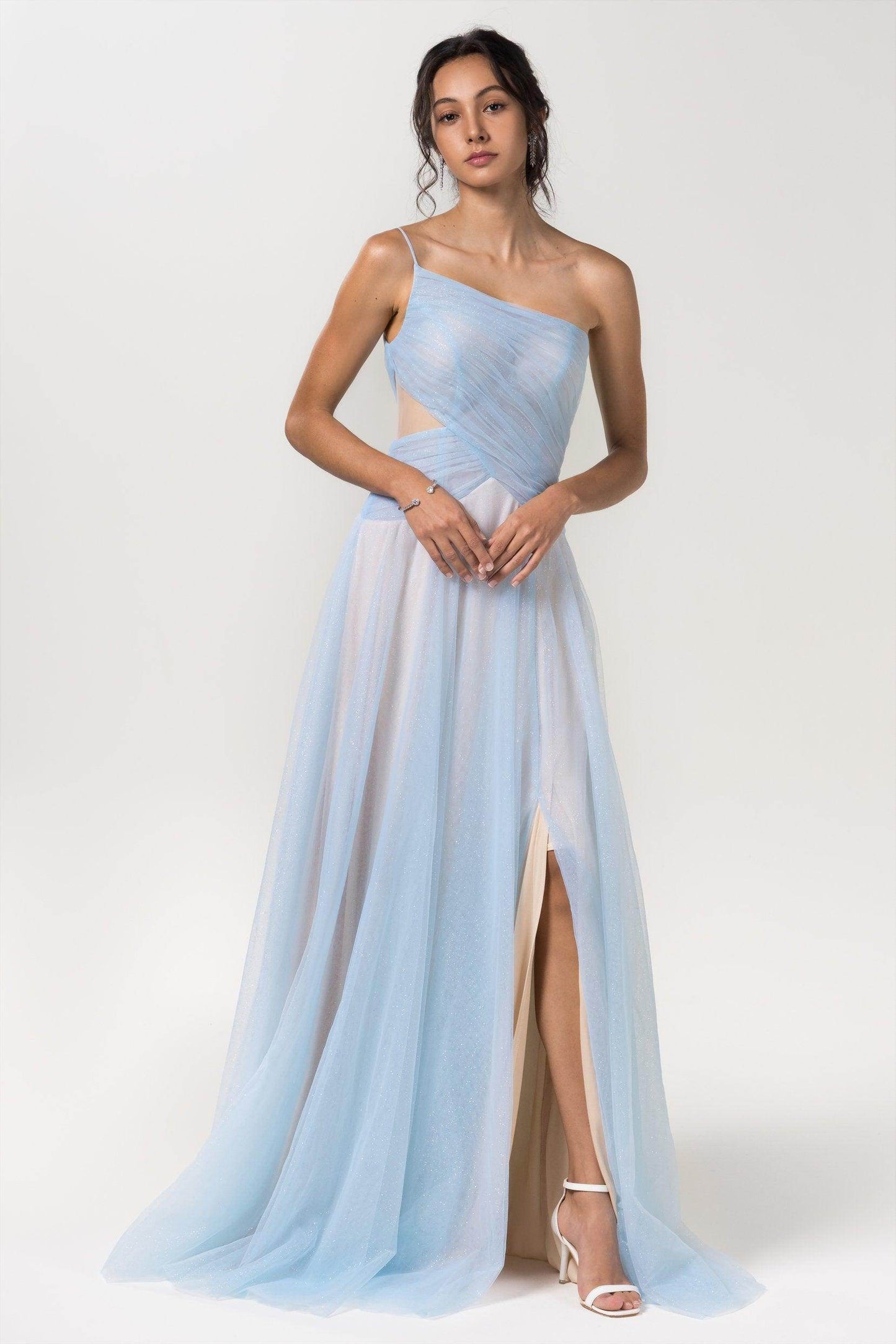 A-Line Floor Length Sparkling Tulle Bridesmaid Dress Formal Dresses CB0612