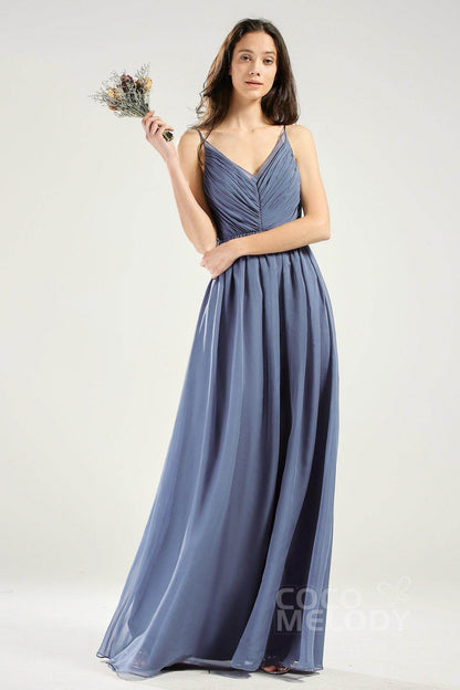 A-Line Floor Length Chiffon Bridesmaid Dress CB0642