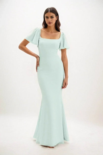 Sheath-Column Maxi Chiffon Bridesmaid Dress CB0813