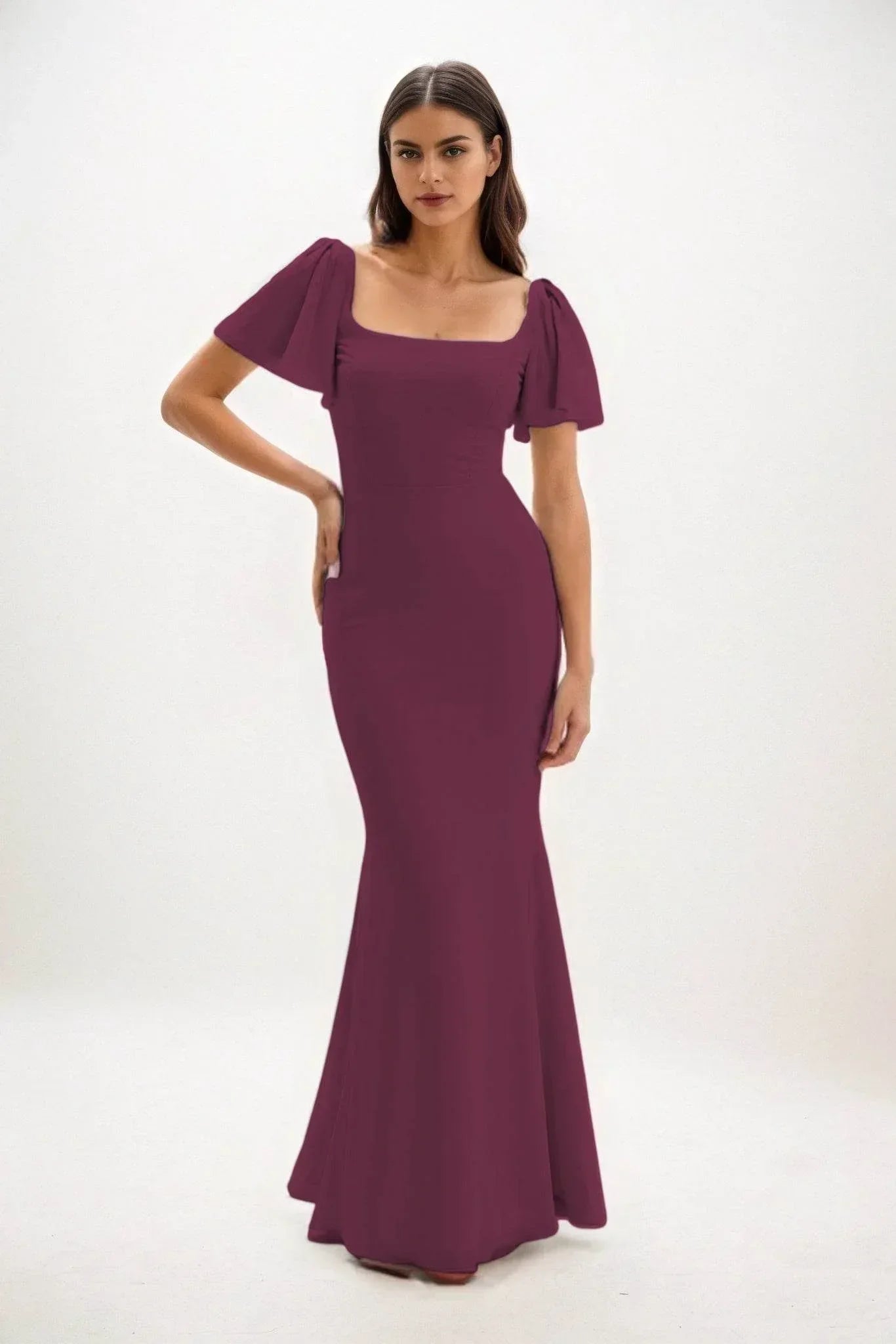 Sheath-Column Maxi Chiffon Bridesmaid Dress CB0813
